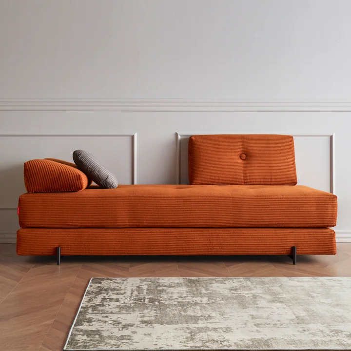 Innovation Living - Sigmund Indu sofa bed, 200 x 84 cm, burnt orange (595 Corduroy)