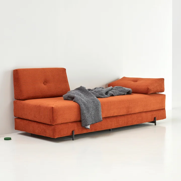 Innovation Living - Sigmund Indu sofa bed, 200 x 84 cm, burnt orange (595 Corduroy)