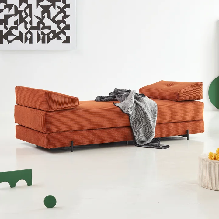 Innovation Living - Sigmund Indu sofa bed, 200 x 84 cm, burnt orange (595 Corduroy)