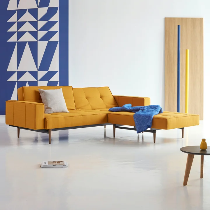 Innovation Living - Splitback Styletto sofa bed with armrests, burned curry (507 Elegance )