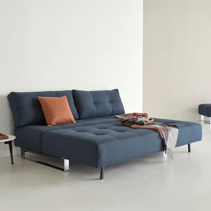 Innovation Living - Supremax D.E.L. sofa bed, 200 x 115 cm, chrome / blue (528 Mixed Dance )