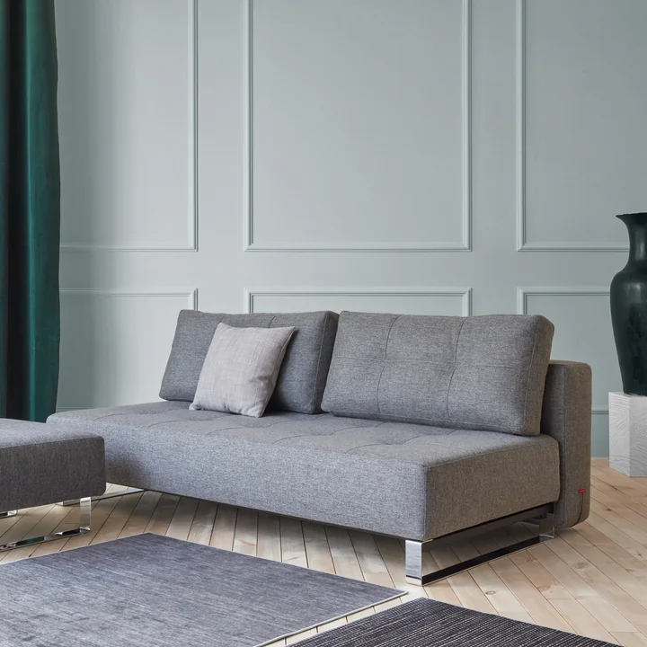Innovation Living - Supremax D.E.L. sofa bed, 200 x 115 cm, chrome / gray (563 Twist )