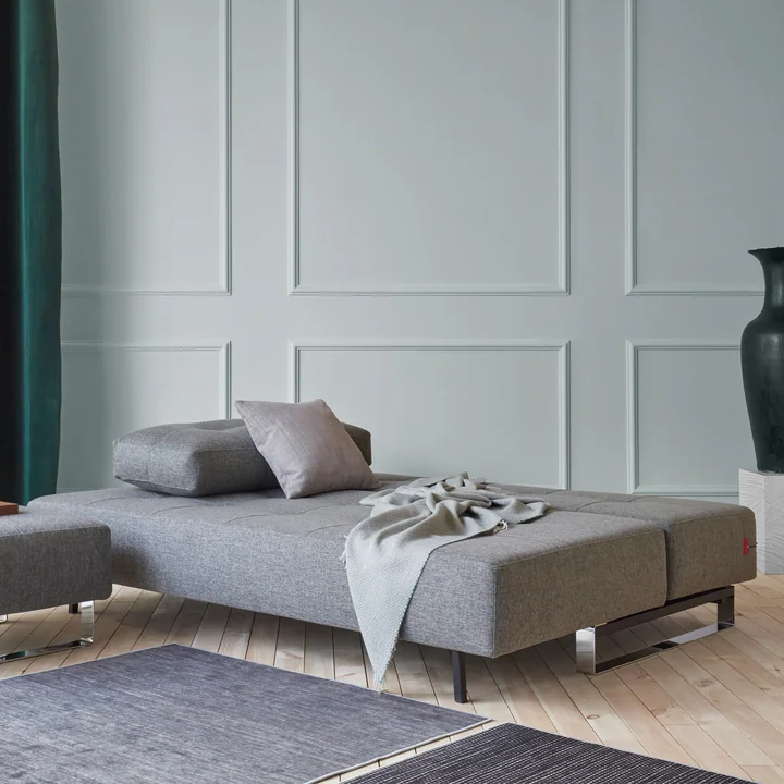 Innovation Living - Supremax D.E.L. sofa bed, 200 x 115 cm, chrome / gray (563 Twist )