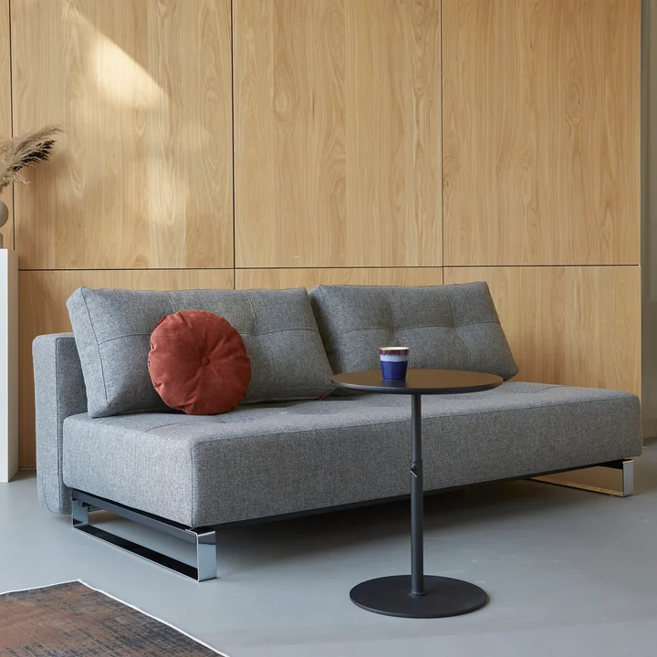 Innovation Living - Supremax D.E.L. sofa bed, 200 x 115 cm, chrome / gray (563 Twist)