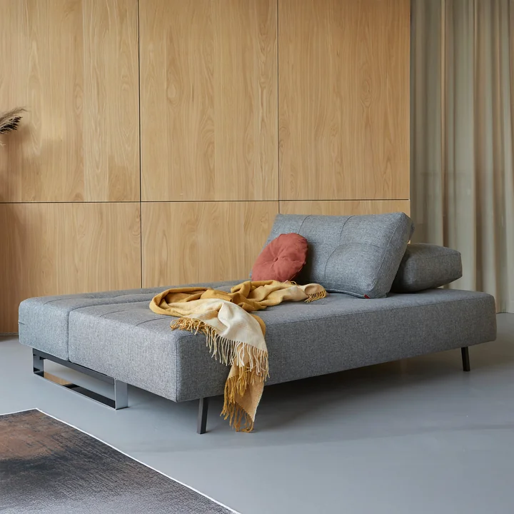Innovation Living - Supremax D.E.L. sofa bed, 200 x 115 cm, chrome / gray (563 Twist )