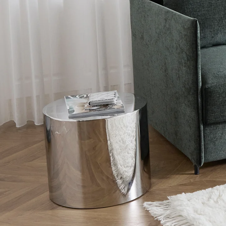 Innovation Living - Tin Drum Side table, Ø 40 x 35 cm, chrome