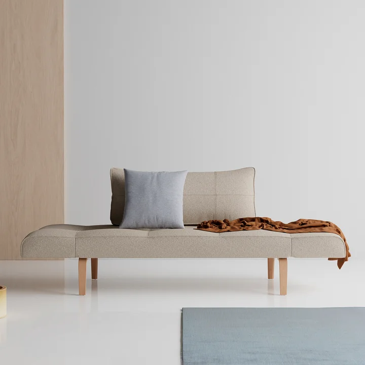 Innovation Living - Zeal Bow Sofa bed, 200 x 72 cm, natural oak / beige (539 Bouclé)