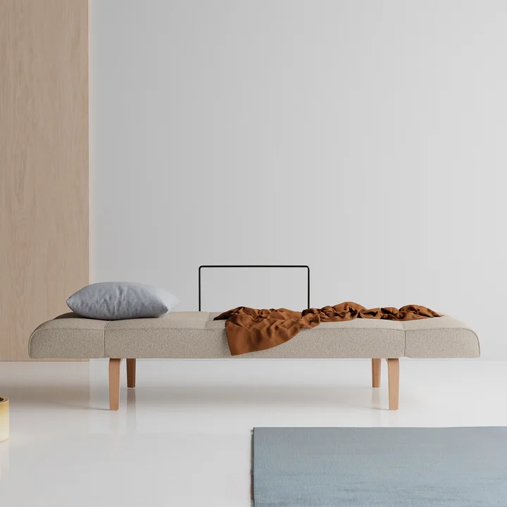 Innovation Living - Zeal Bow Sofa bed, 200 x 72 cm, natural oak / beige (539 Bouclé)