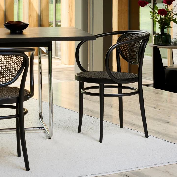 Thonet - 210 R Armchair, Dark Melange wickerwork / black beech (TP 29)