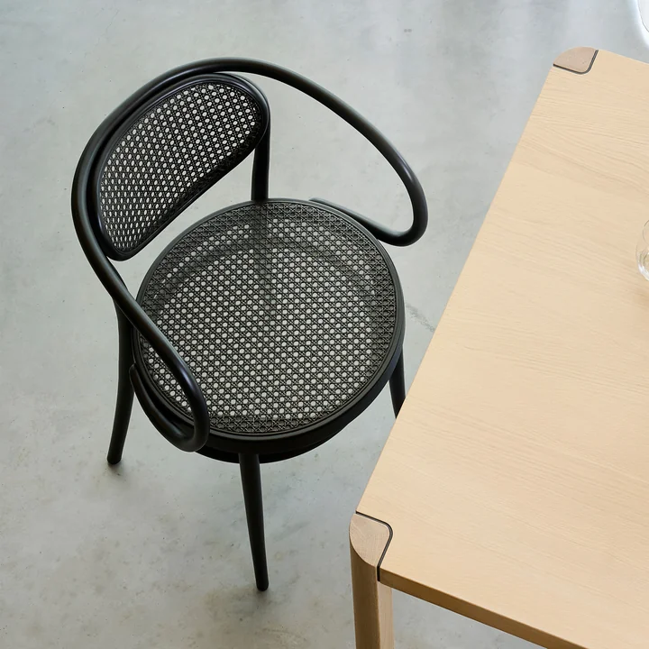 Thonet - 210 R Armchair, Dark Melange wickerwork / black beech (TP 29)