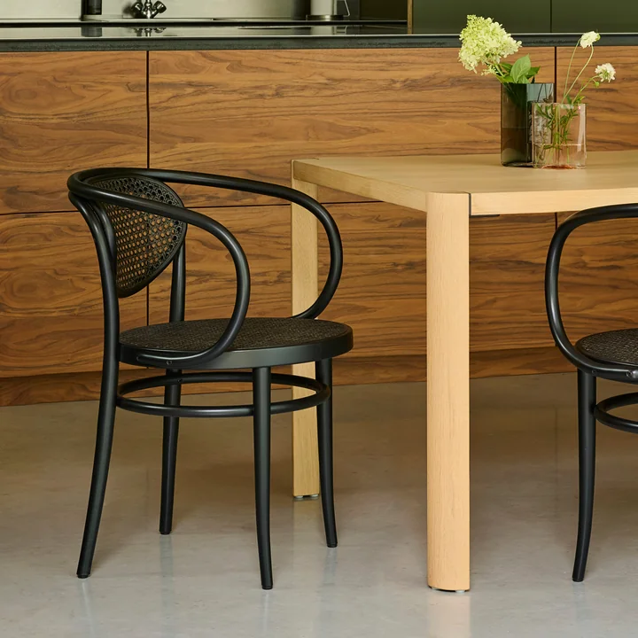 Thonet - 210 R Armchair, Dark Melange wickerwork / black beech (TP 29)