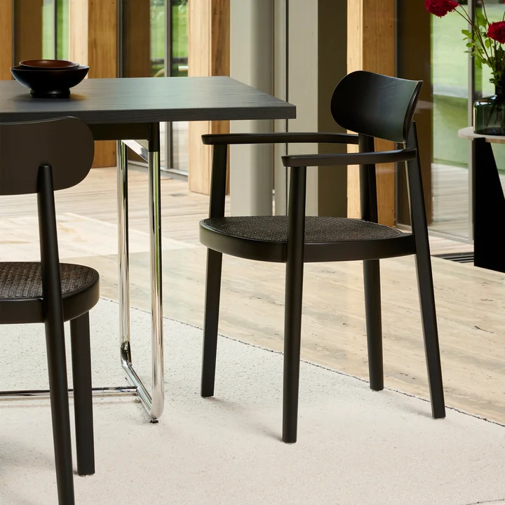 Thonet - 118 FV Armchair, Dark Melange wickerwork / black beech (TP 29)