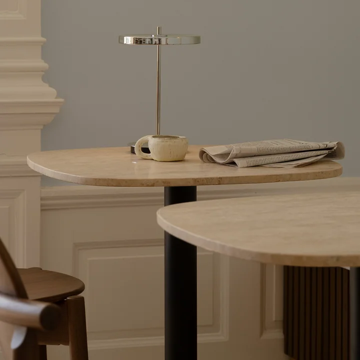 Umage - Gather table, 68 x 68 cm, black / natural (travertine)