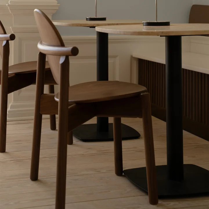 Umage - Gather table, 68 x 68 cm, black / natural (travertine)