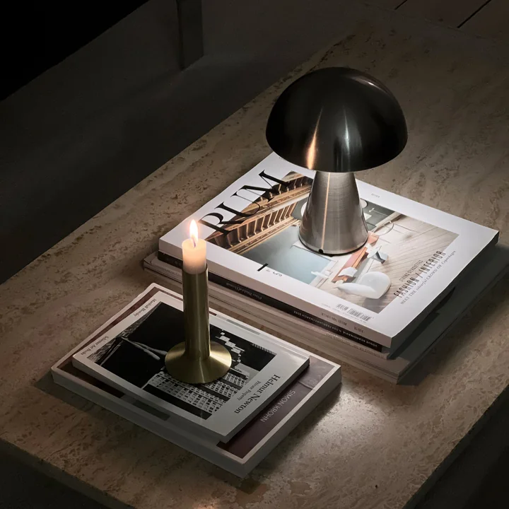 Mush rechargeable table lamp, mini, silver by Hübsch Interior