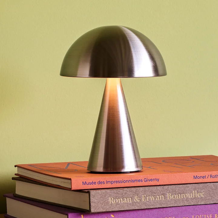 Mush rechargeable table lamp, mini, silver by Hübsch Interior