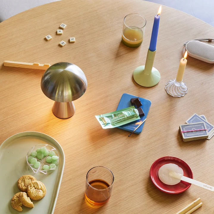 Mush rechargeable table lamp, mini, silver by Hübsch Interior