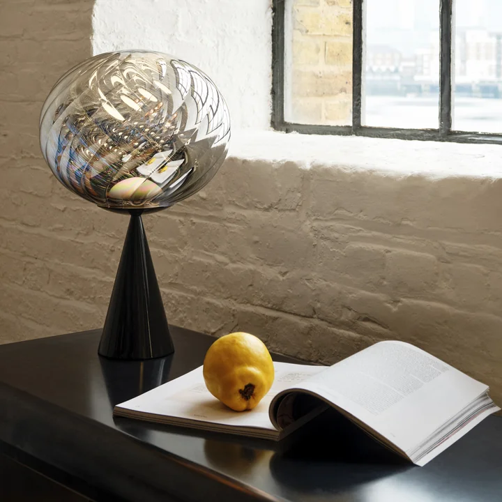 Tom Dixon - Whirl Cone Fat LED table lamp, silver / black