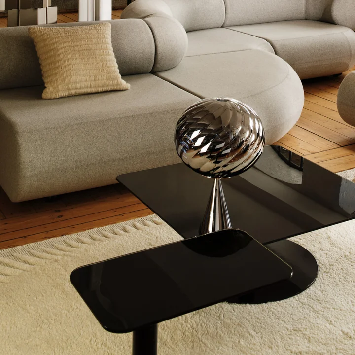 Tom Dixon - Whirl Cone Fat LED table lamp, silver / silver