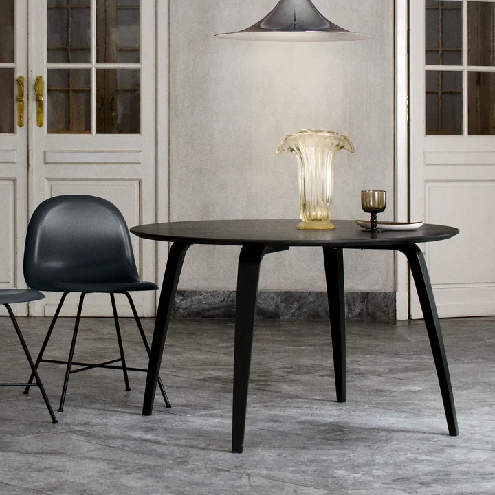 Gubi - Dining table, Ø 120 x 72 cm, black stained ash