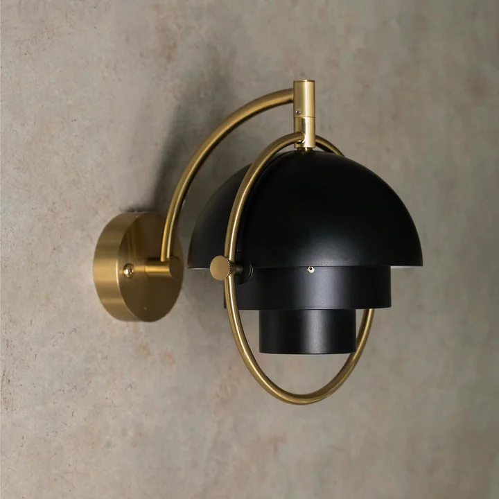 Gubi - Multi-Lite Wall light, black semi matt / brass