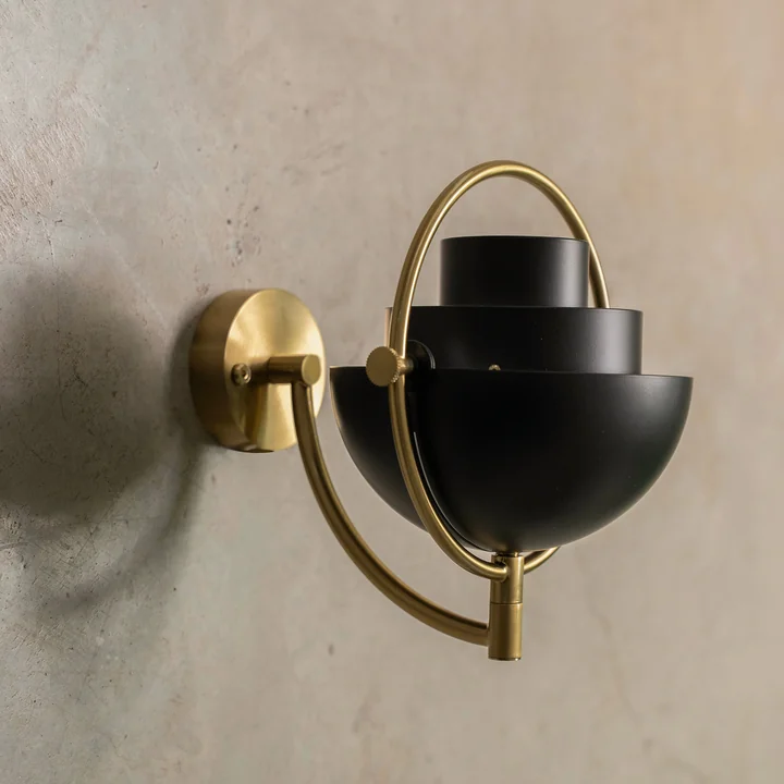 Gubi - Multi-Lite Wall light, black semi matt / brass