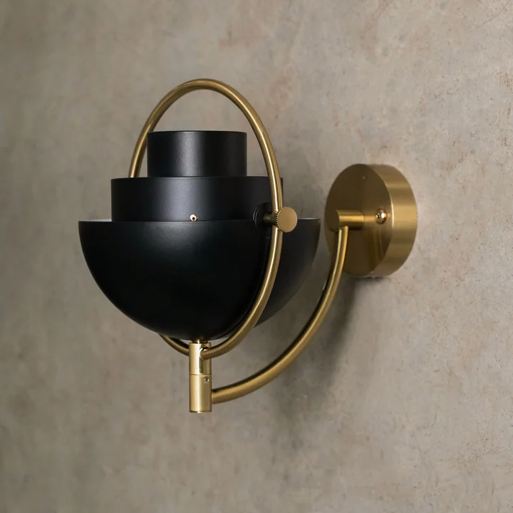 Gubi - Multi-Lite Wall light, black semi matt / brass