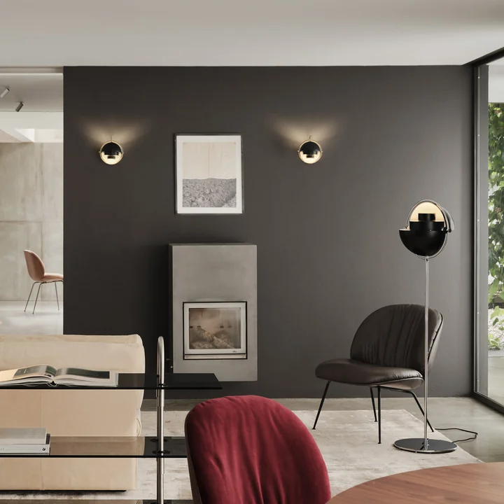 Gubi - Multi-Lite Wall light, black semi matt / brass