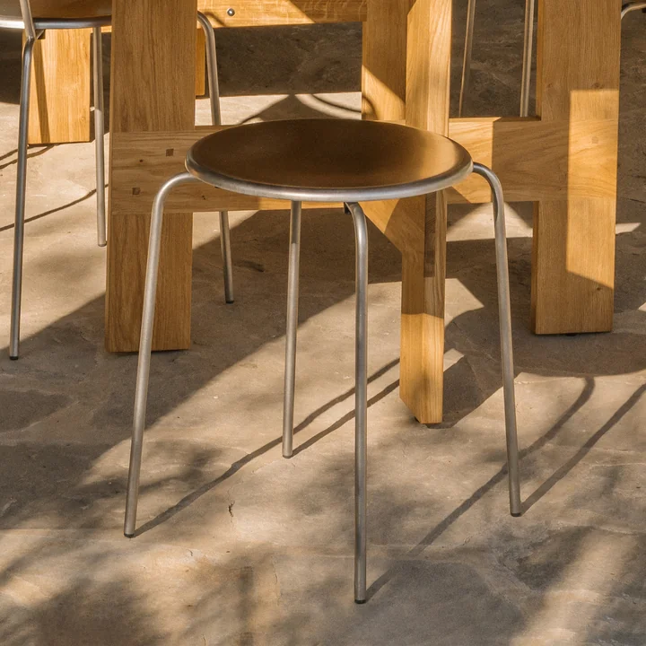 Frama - Petit Rond stool, brushed stainless steel