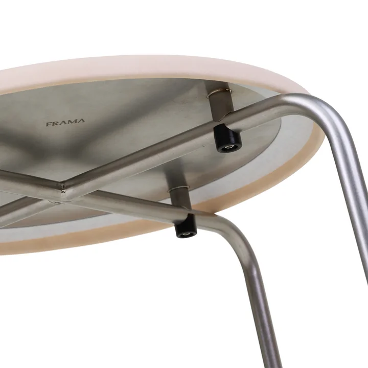 Frama - Petit Rond stool, brushed stainless steel / natural leather