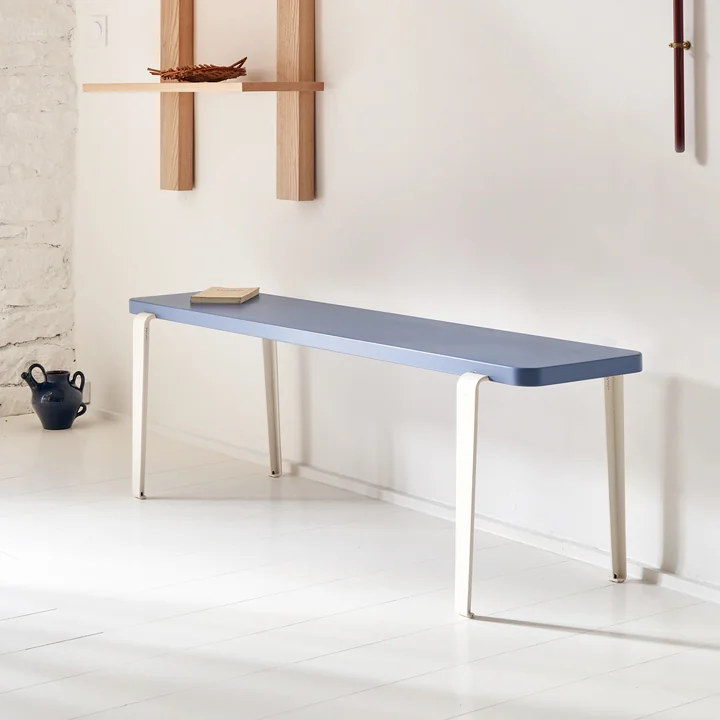TipToe - LOU bench, beech dove blue (RAL 5014) / cream white