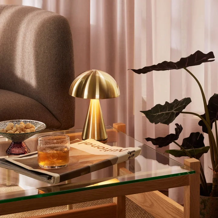 Hübsch Interior - Mush rechargeable table lamp, mini, brass