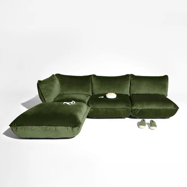 Fatboy - Sumo Corner sofa left / right, deep green (velvet)