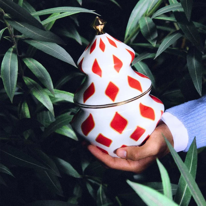 Alessi - Delight candy tin, white / red / gold