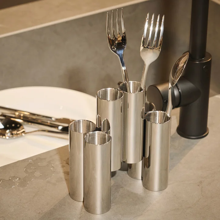 Alessi - Canale cutlery holder, polished stainless steel