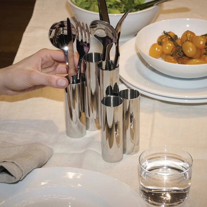 Alessi - Canale cutlery holder, polished stainless steel