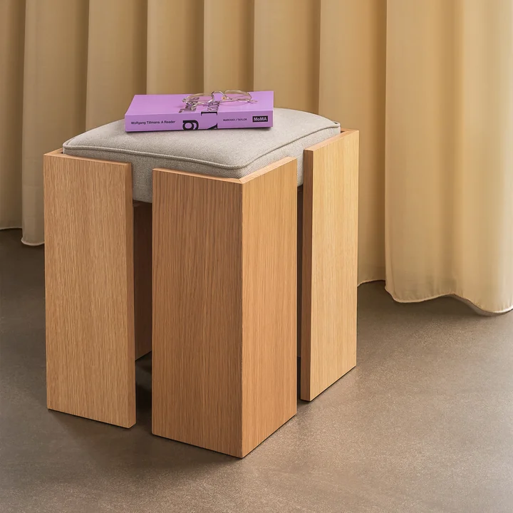 Hübsch Interior - Forma stool, H 46 cm, natural oak / sand