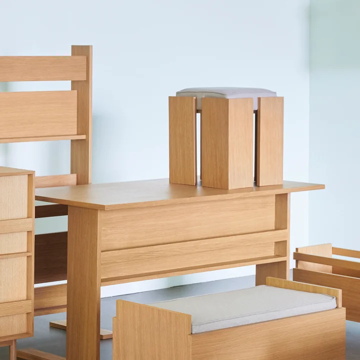 Hübsch Interior - Forma stool, H 46 cm, natural oak / sand