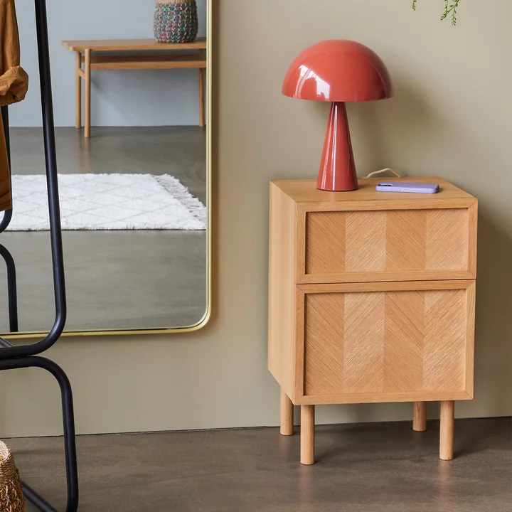Hübsch Interior - Herringbone bedside table, H 60 cm, oak
