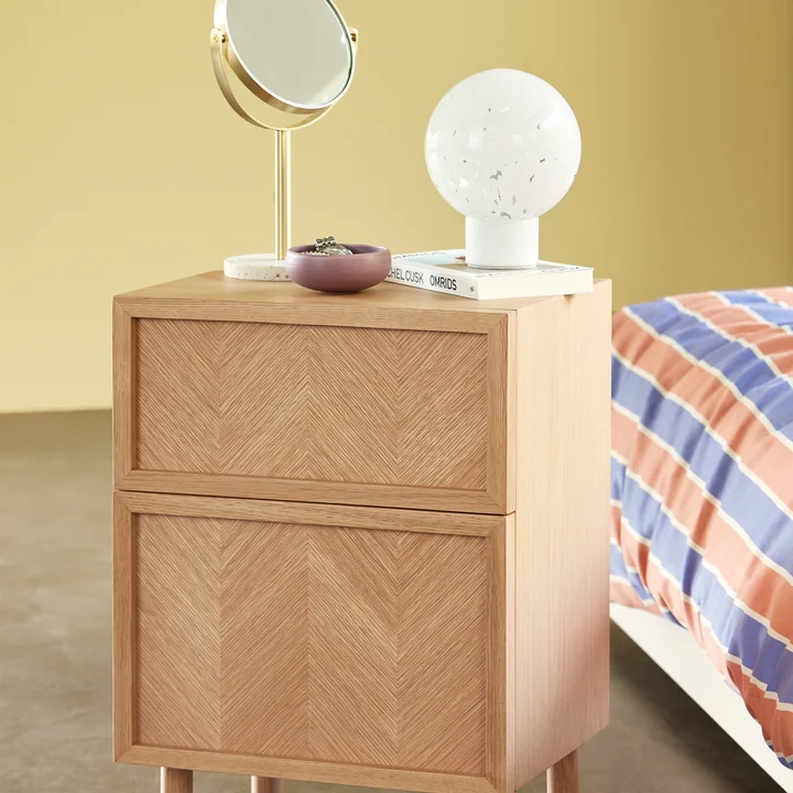 Hübsch Interior - Herringbone bedside table, H 60 cm, oak