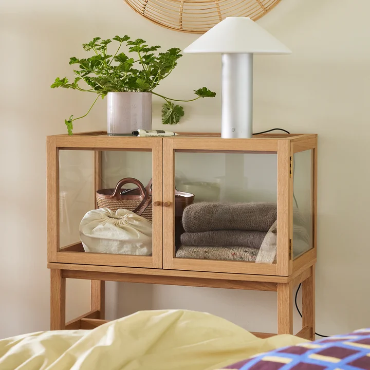 Hübsch Interior - Poetic Display cabinet, h 88 cm, glass / natural oak