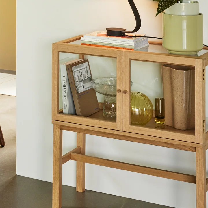 Hübsch Interior - Poetic Display cabinet, h 88 cm, glass / natural oak