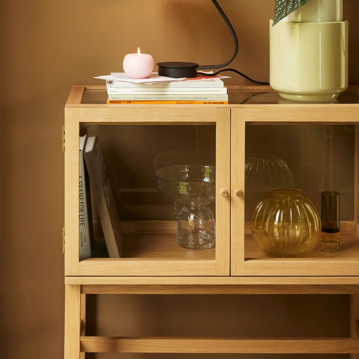 Hübsch Interior - Poetic Display cabinet, h 88 cm, glass / natural oak