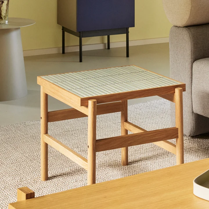 Hübsch Interior - Tile side table, oak / mint
