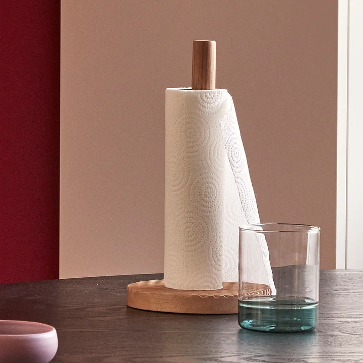 Hübsch Interior - Wave Kitchen roll holder, H 28 cm, oak