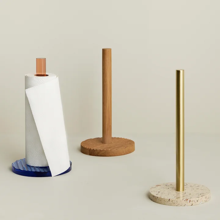 Hübsch Interior - Wave Kitchen roll holder, H 28 cm, oak