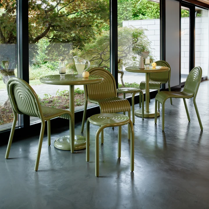 Tom Dixon - Groove Round garden table, Ø 69.7 cm, moss green