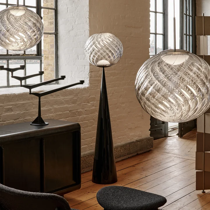 Tom Dixon - Whirl Cone Fat LED floor lamp, silver / black