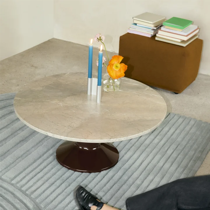 Muuto - Midst coffee table, Ø 90 cm, gray marble / dark red