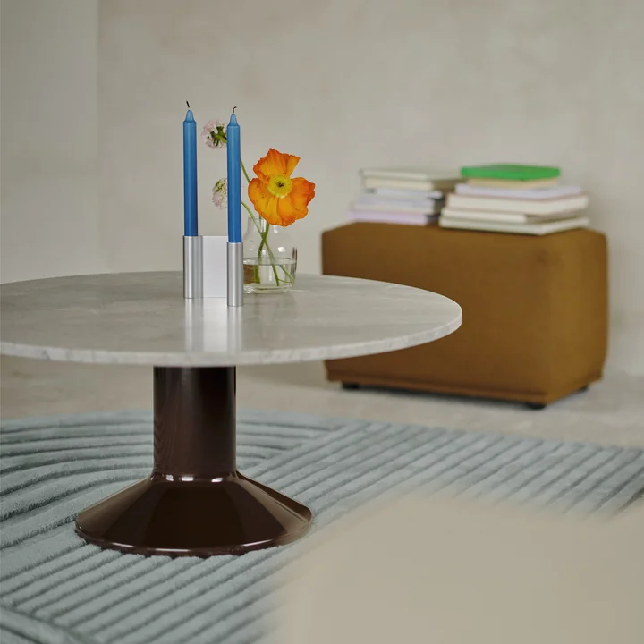 Muuto - Midst coffee table, Ø 90 cm, gray marble / dark red